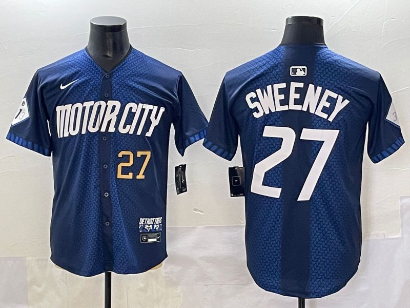 Men 2025 Detroit Tigers #27 Sweeney Blue City Edition Nike MLB Jersey style 3->detroit tigers->MLB Jersey